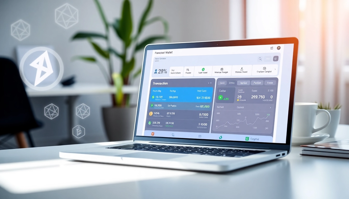 Manage digital assets easily with the gaurda wallet interface displayed on a sleek laptop.